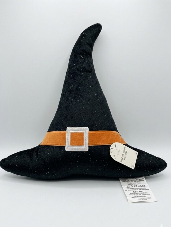 Target Other - Target Bullseyes Playground Halloween Witch Hat Plush Pillow NWT Glitter Black